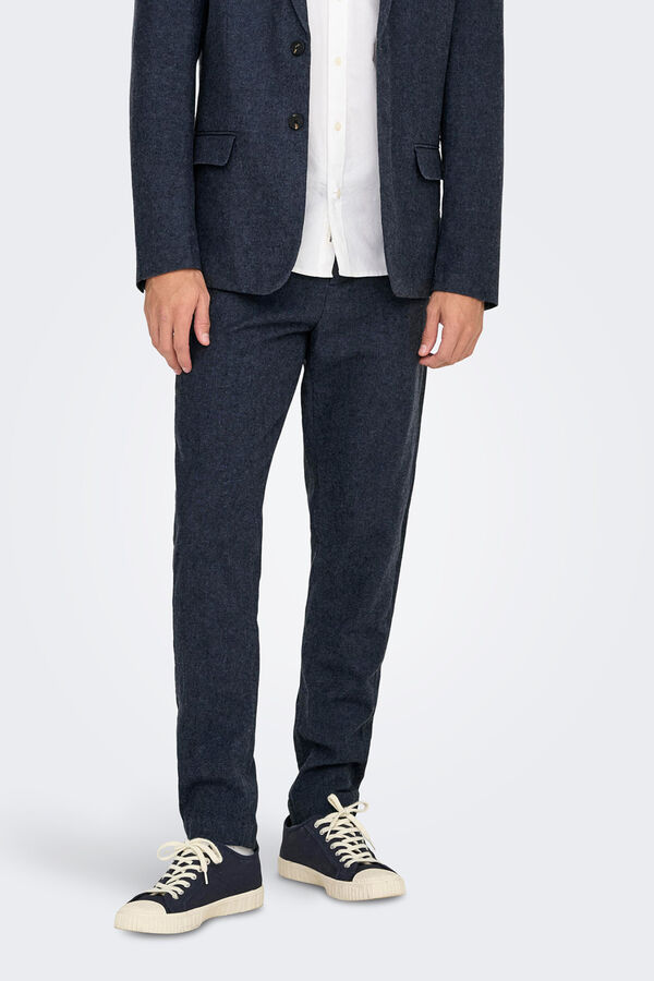 Only & Sons Linen tailored trousers blue