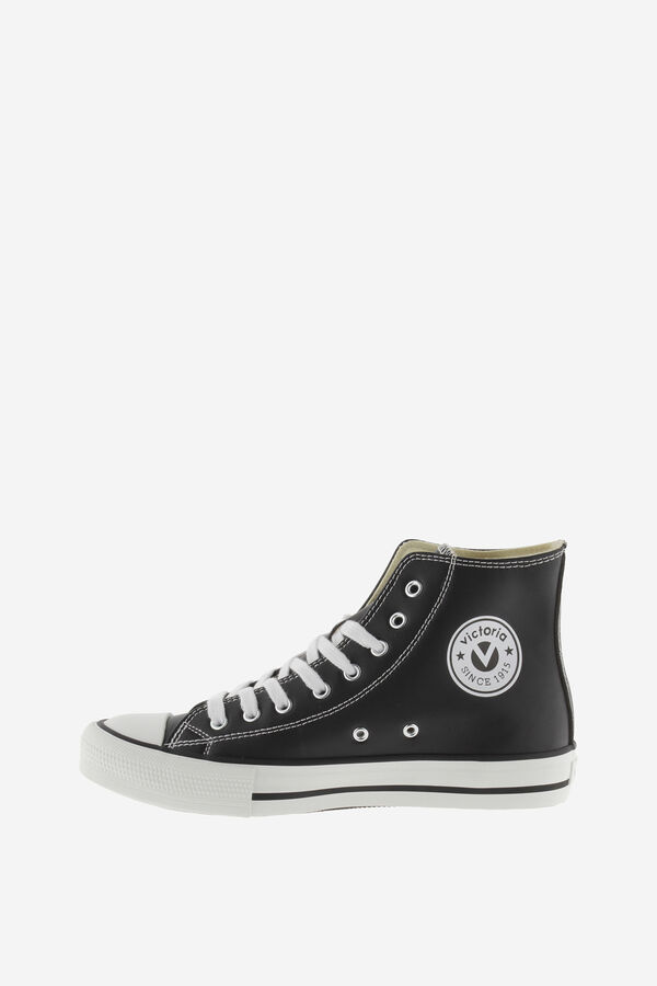 Springfield  leather effect high-top sneakers with white laces black