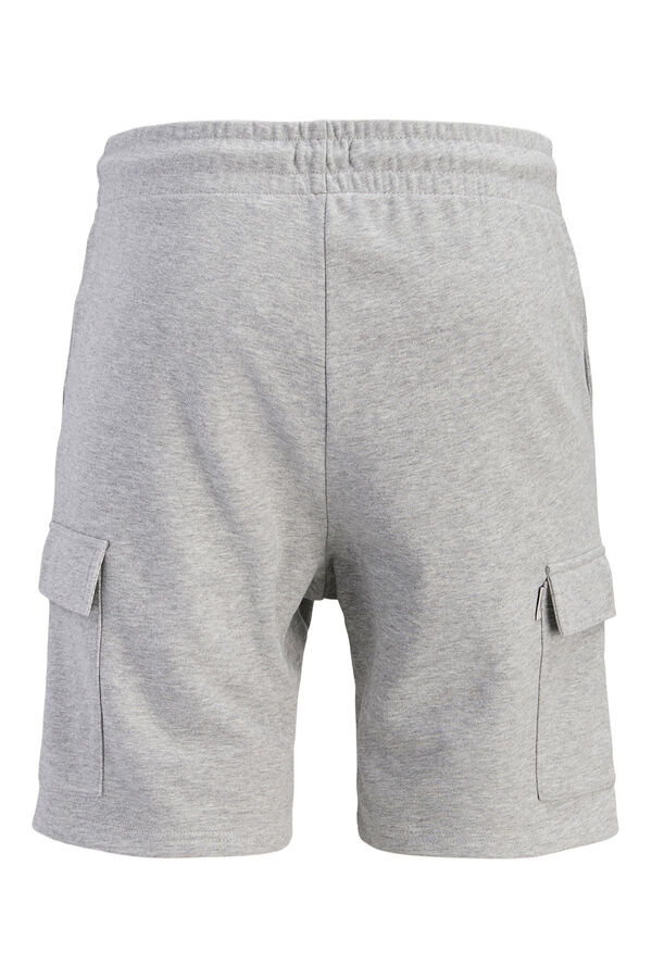 JJ REBEL Regular fit fleece cargo Bermuda shorts grey