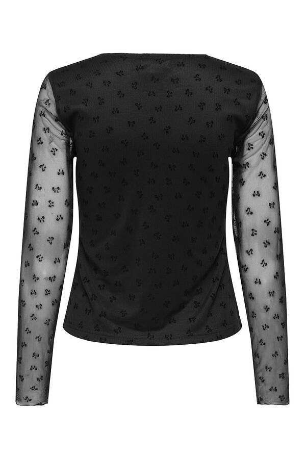 Only Top manga semitransparente negro