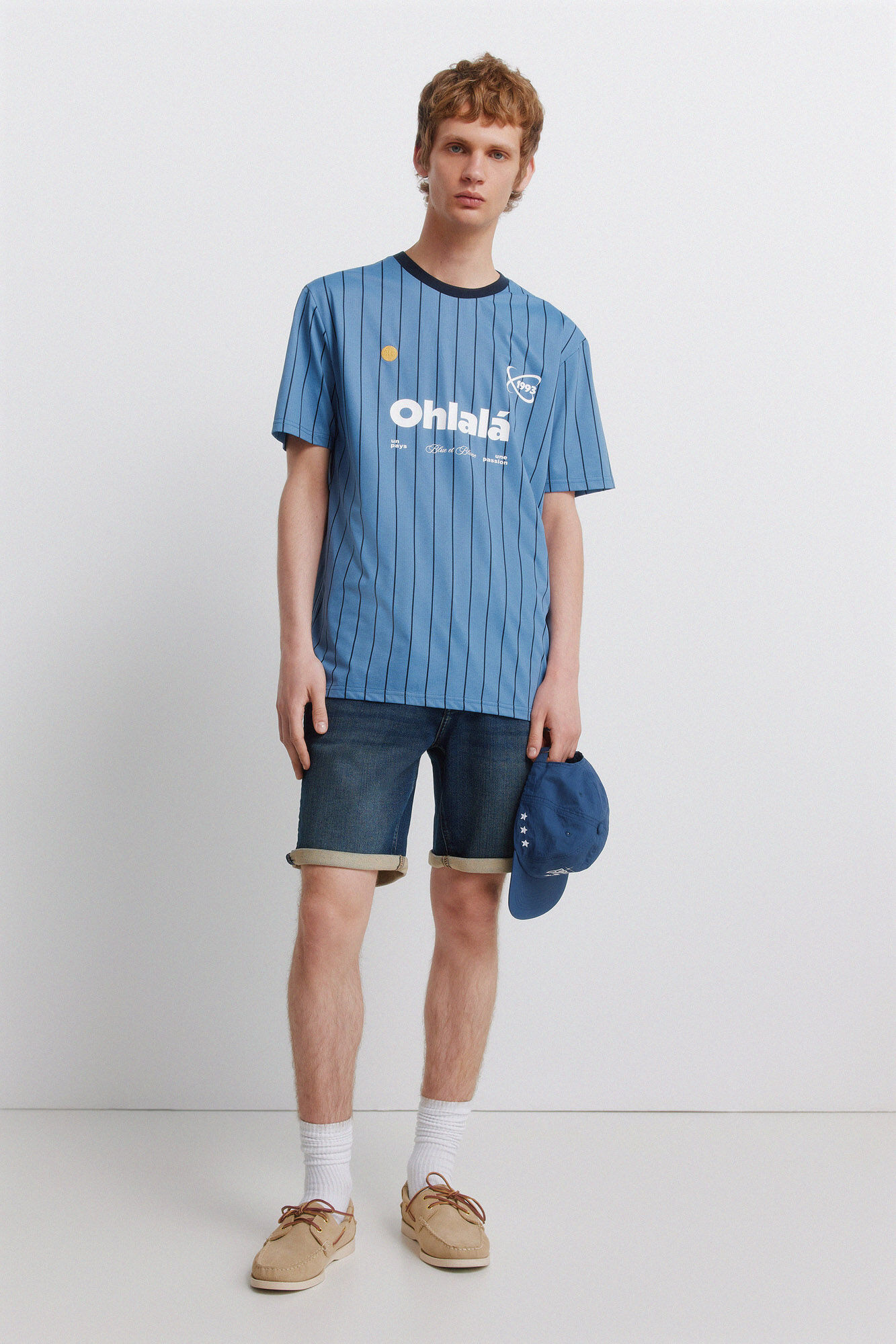 Springfield Dark knit denim Bermuda shorts