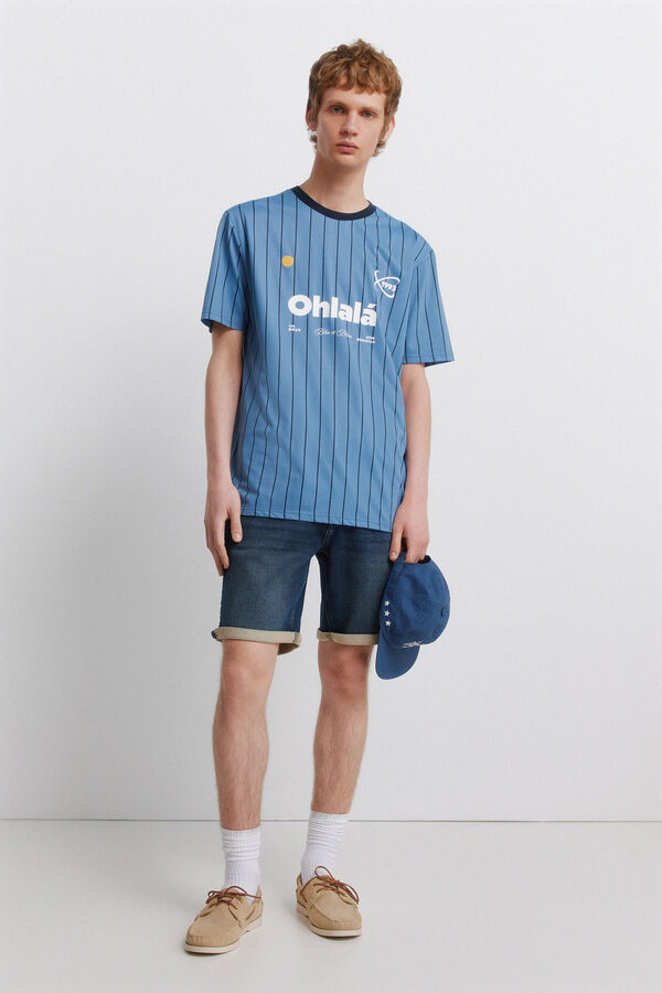 Springfield Dark knit denim Bermuda shorts blue