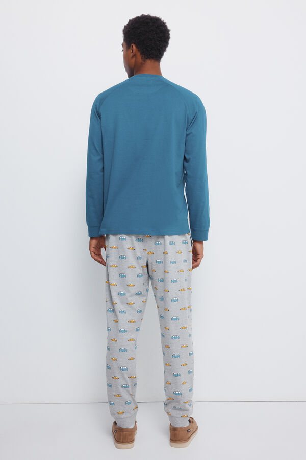 Springfield Long raglan sleeve long pyjamas with car trouser blue