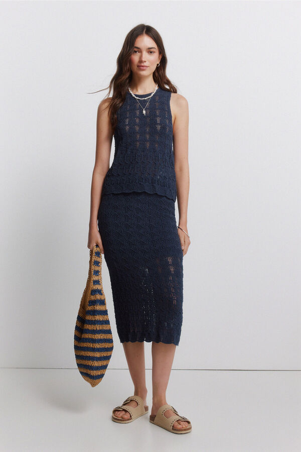 Springfield Pointelle skirt blue