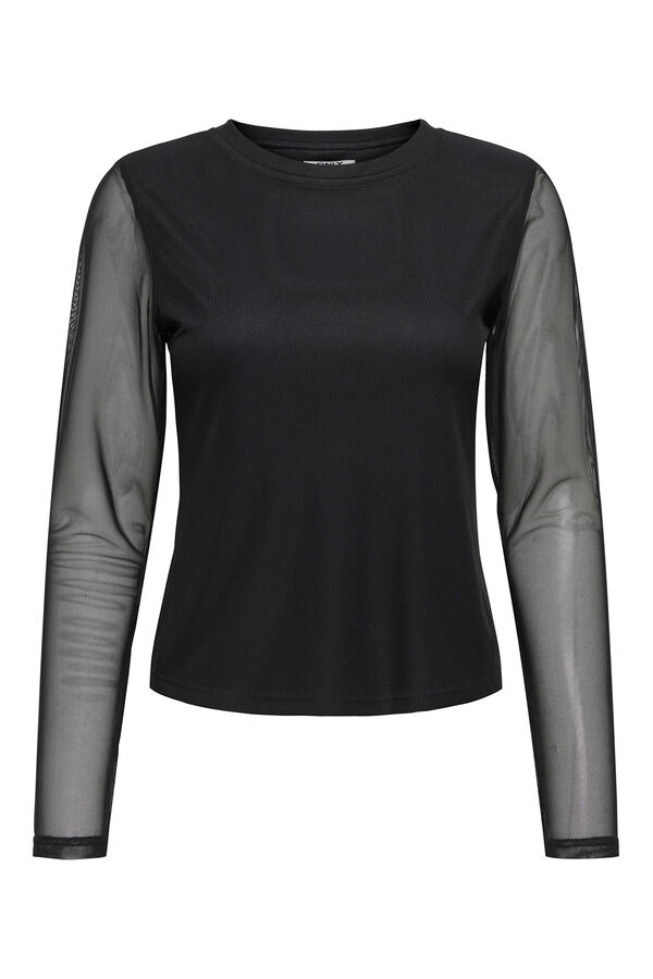 Only Semi-transparent T-shirt Crna