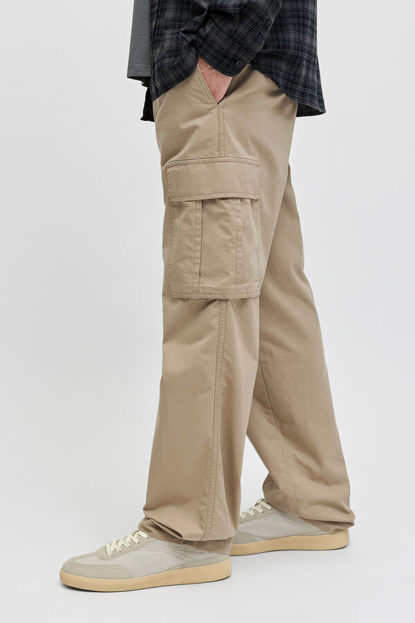 JJ REBEL Pantal&oacute;n cargo algod&oacute;n tiro medio gris