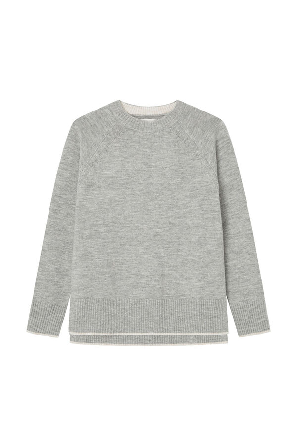 Springfield Contrasting round neck sweater grey mix