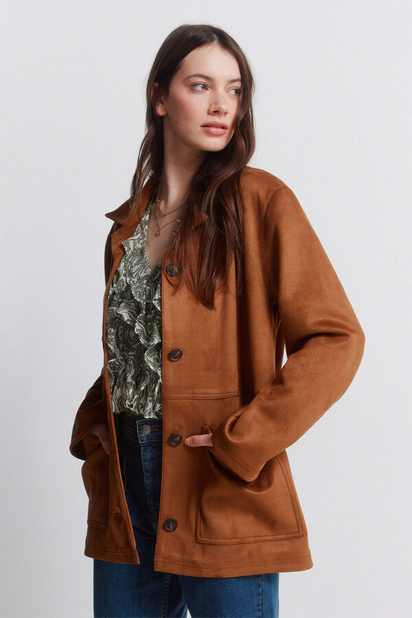 Springfield Faux suede blazer brown