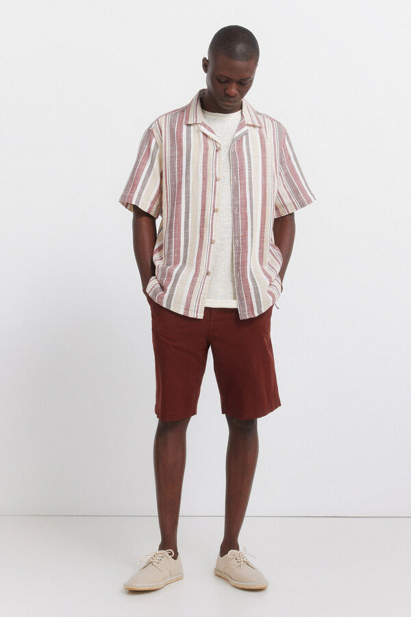 Springfield Rustic striped short sleeve shirt red