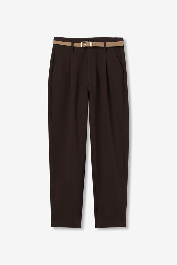 Tiffosi Mid-rise pleated trousers brown