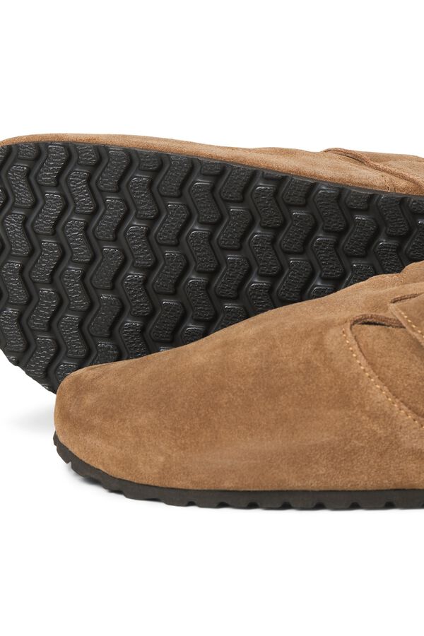 Jack & Jones Split leather buckle clogs nude