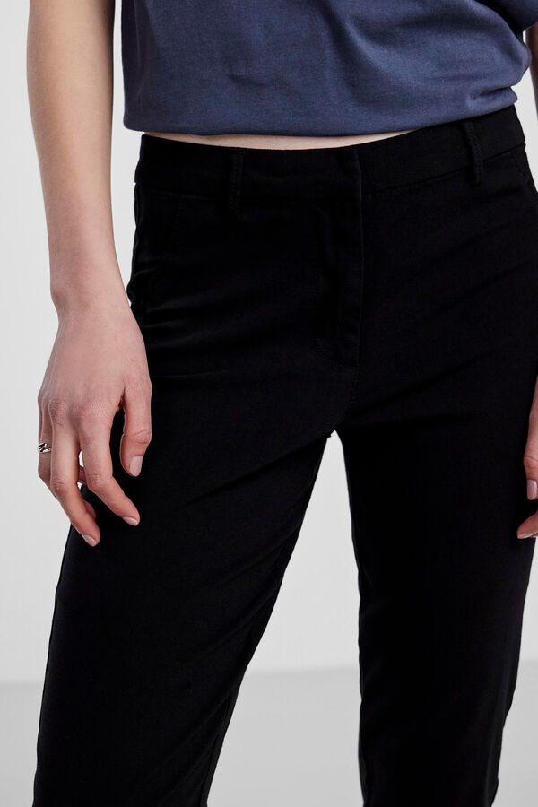 Springfield Straight-cut viscose trousers crna