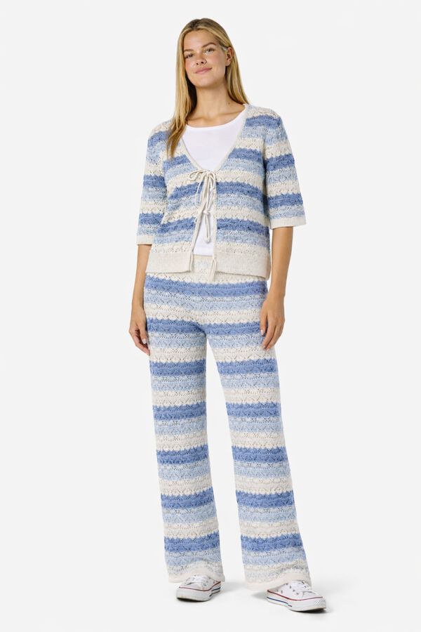Noisy May Pointelle knit long trousers Plava