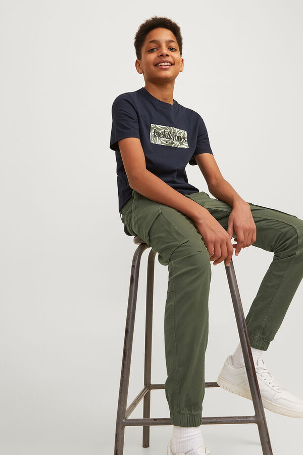 Jack & Jones Junior Pantal&oacute;n cargo slim verde