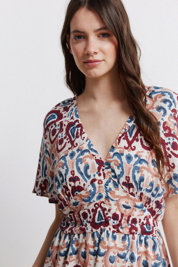 Springfield Printed short dress brown