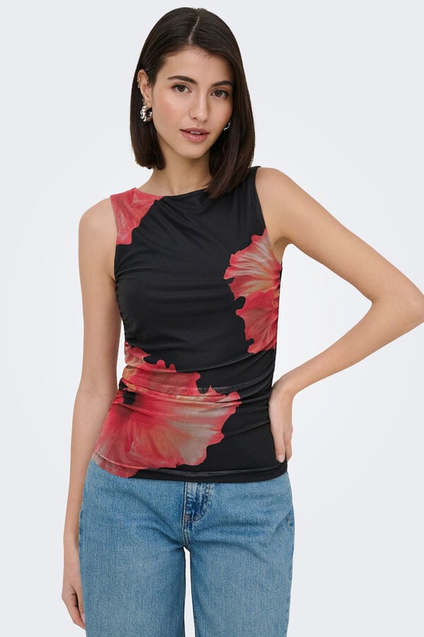 JDY Top sin mangas mesh negro