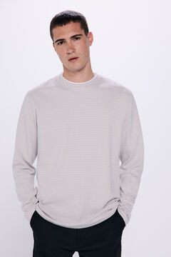 Springfield Double structured long sleeve -shirt svetlosiva