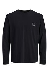 Jack & Jones Langärmelig T T-Shirt mit Hunde- Print Schwarz