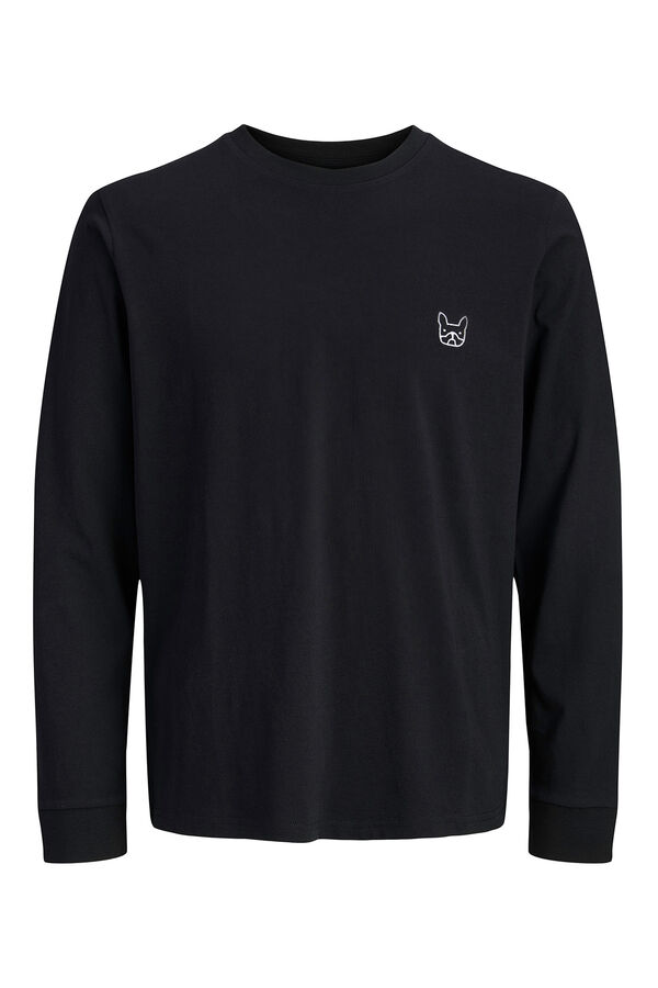 Jack & Jones Langärmelig T T-Shirt mit Hunde- Print Schwarz