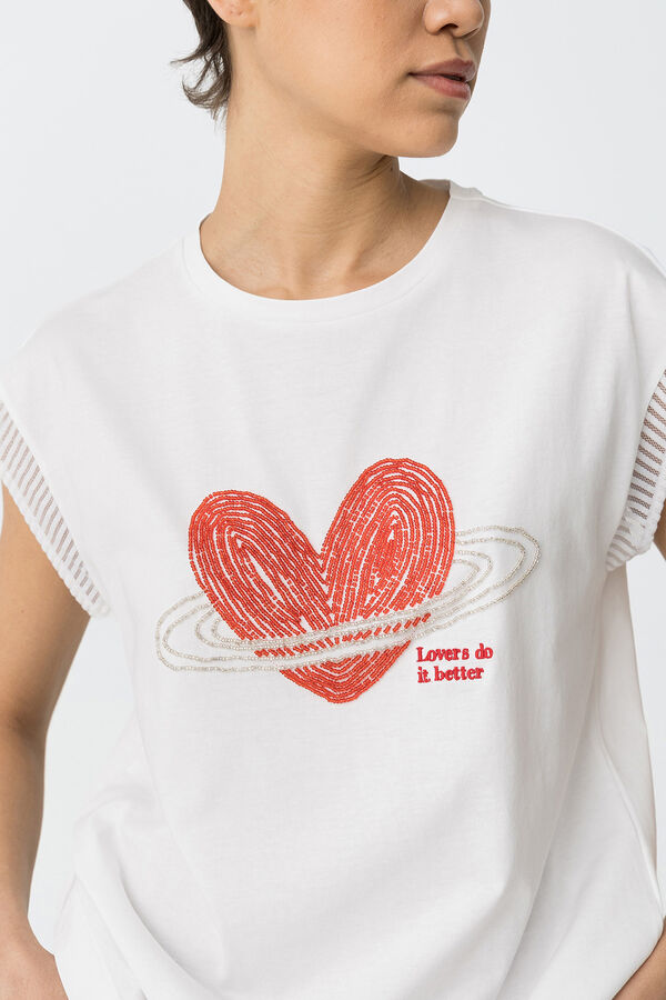 Tiffosi Camiseta canelada com aplique branco