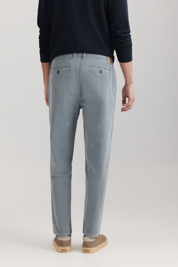 Springfield Pantalon en velours c&ocirc;tel&eacute; lav&eacute; bleu