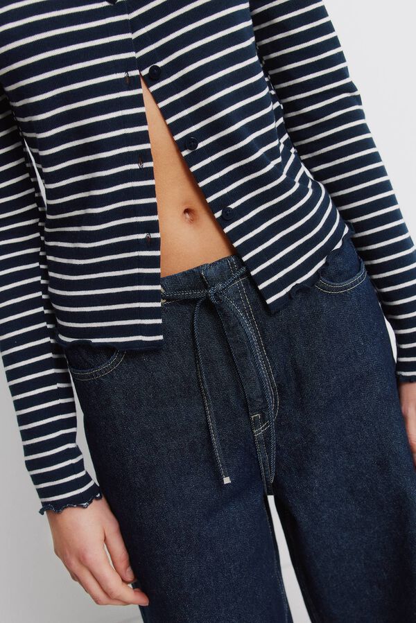 Springfield Striped T-shirt with buttons blue