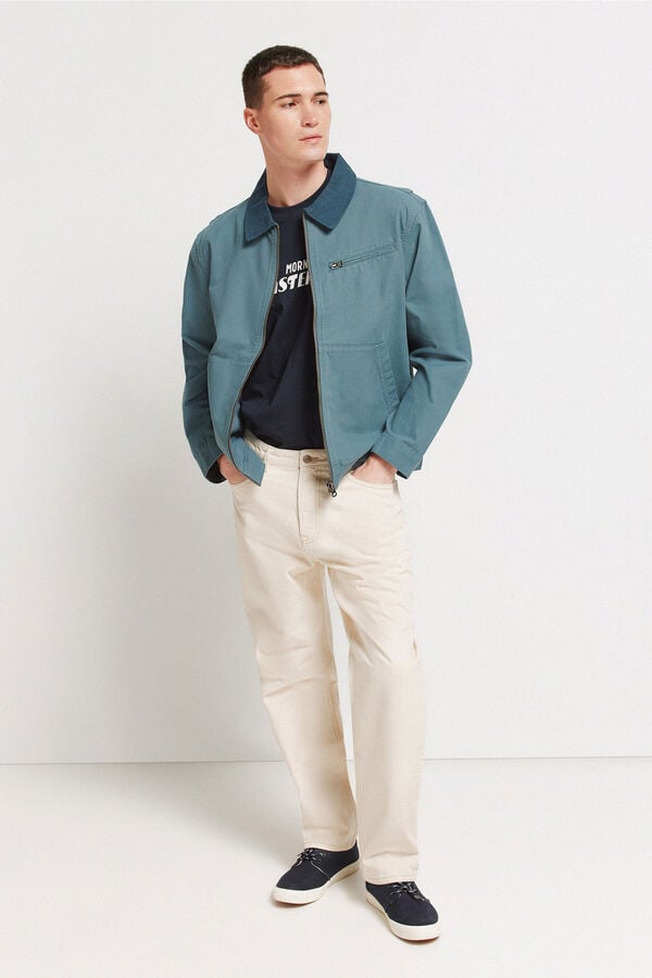 Springfield Cotton contrast washed jacket blue