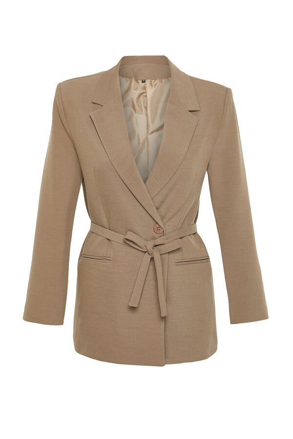 Trendyol Tie-waist oversized blazer grey