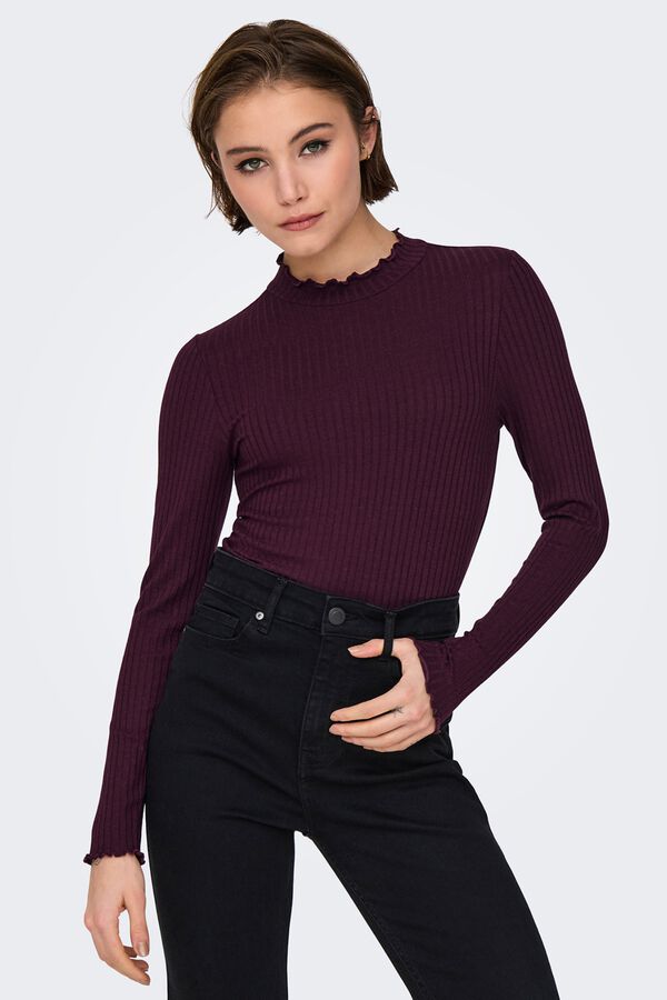JDY Ribbed long sleeve T-shirt pink