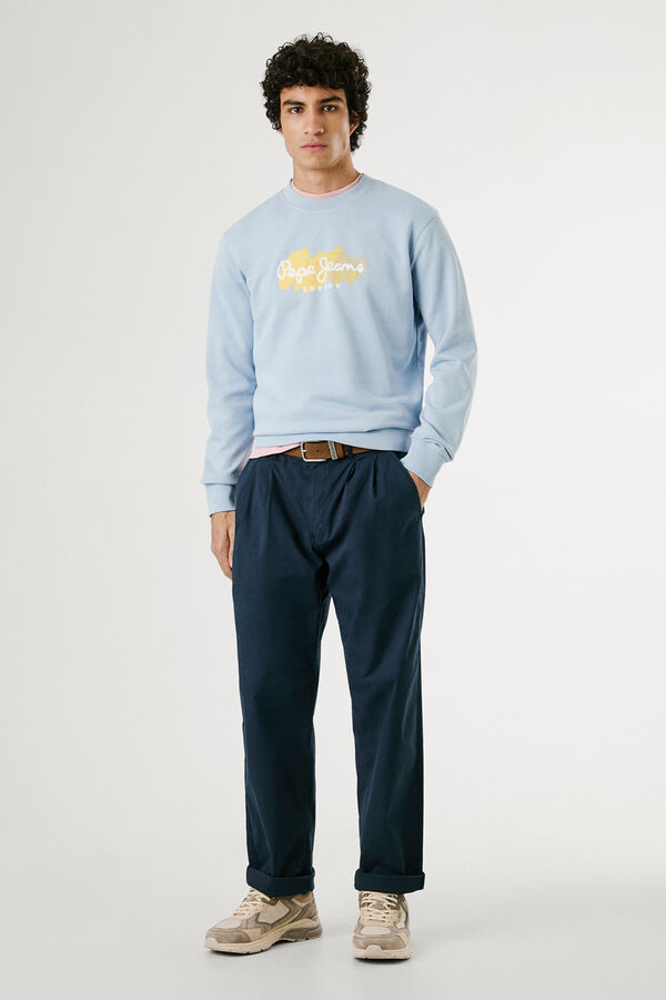 Pepe Jeans Sudadera de cuello redondo con logo y estampado. azul