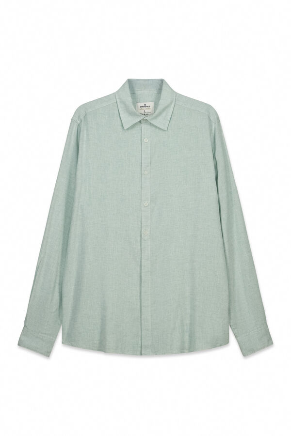 Springfield End-on-end linen viscose shirt green