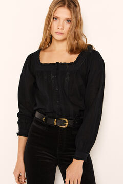 Springfield Romantic square neck blouse black