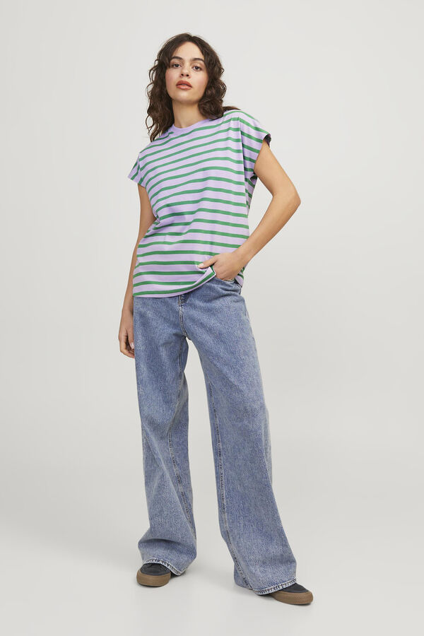 Springfield Short-sleeved striped t-shirt ljubičasta