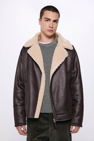 Springfield Blouson perfecto double face brun