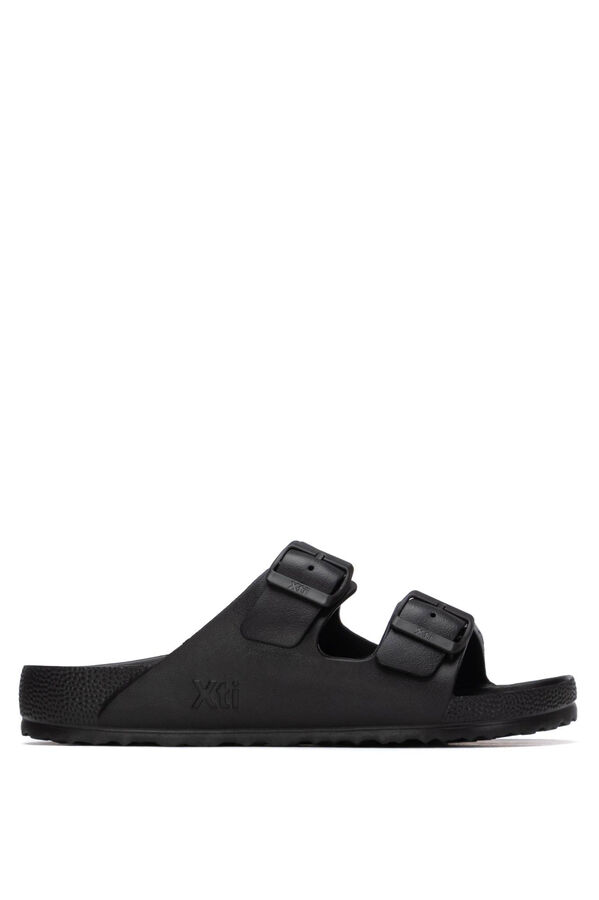 XTI Rubber sandal with buckle black