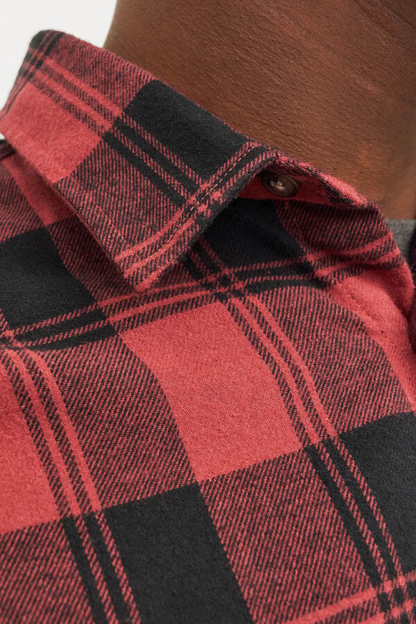Jack & Jones Kariertes Slim-Fit-Hemd Rot