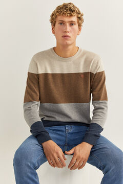 Springfield Pull rayures color block blau