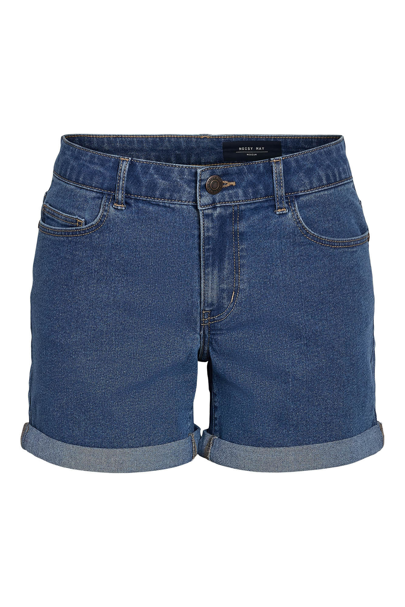 Noisy May Cal&ccedil;a jeans curta com 5 bolsos e detalhe na bainha.