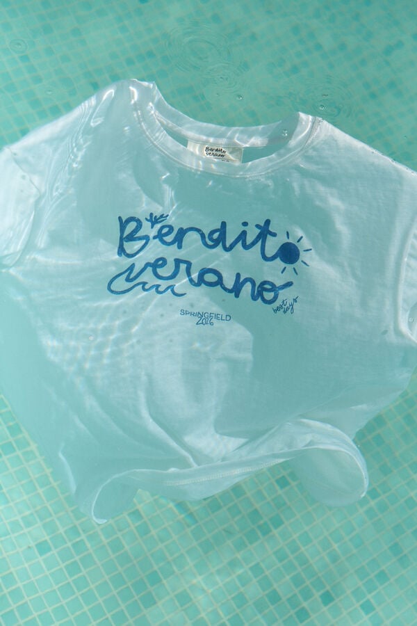 Springfield T-shirt de manga curta "bendito verano" branco