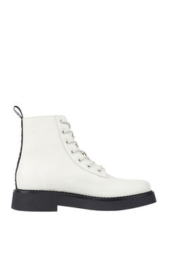 Springfield Tommy Jeans women's lace-up boot with back tape detailing. white
