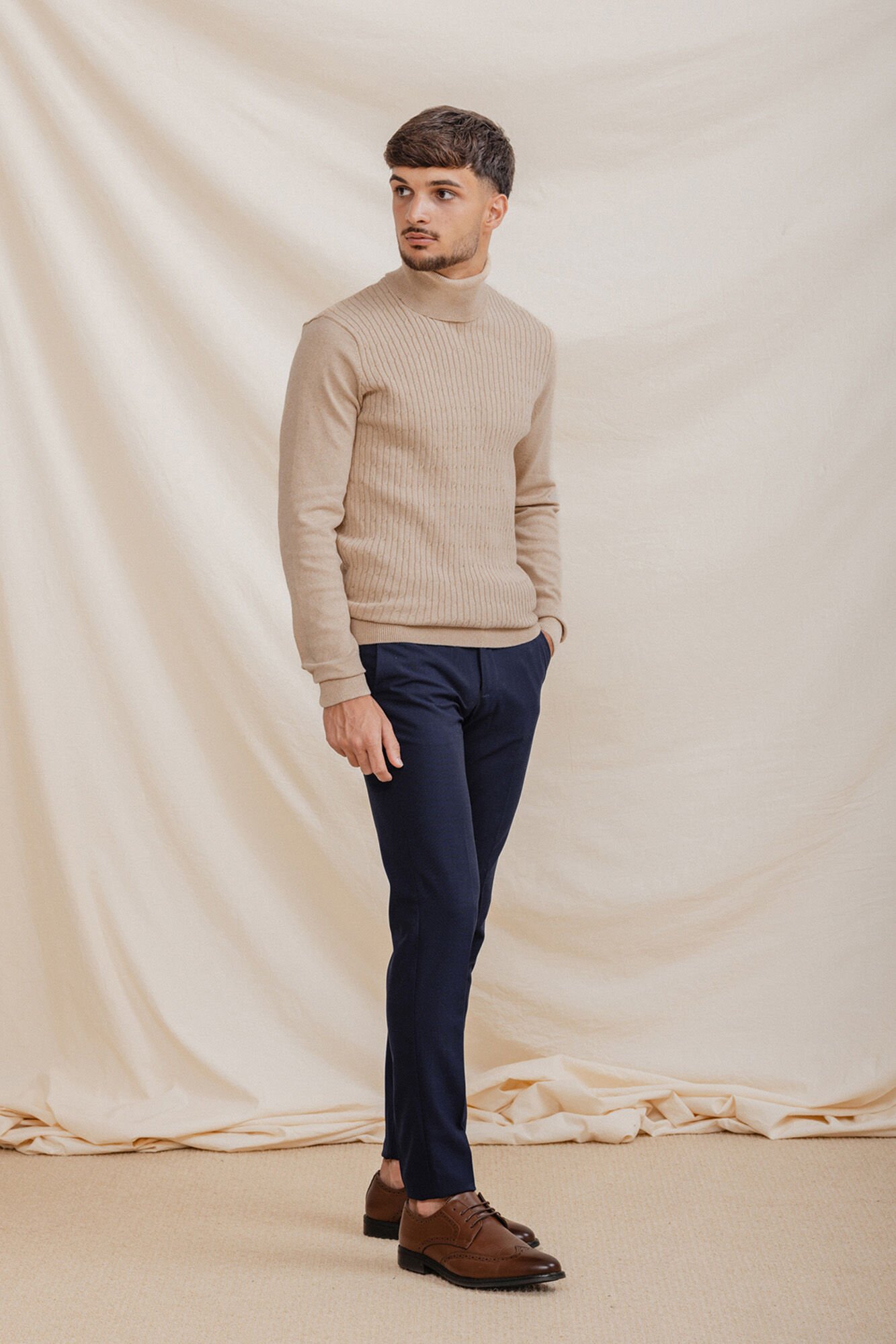 Celopman Jersey Nudos Cuello Vuelto