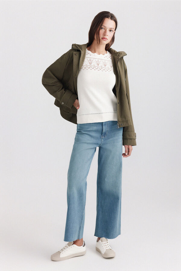 Springfield Knit border print jumper white