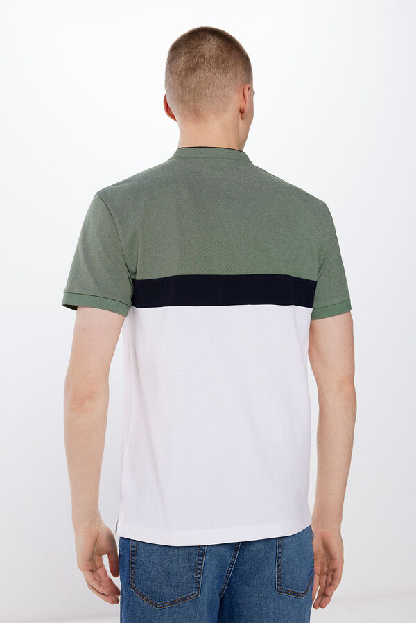 Springfield Polo majica slim kroja od pikea s blokovima boja zelena