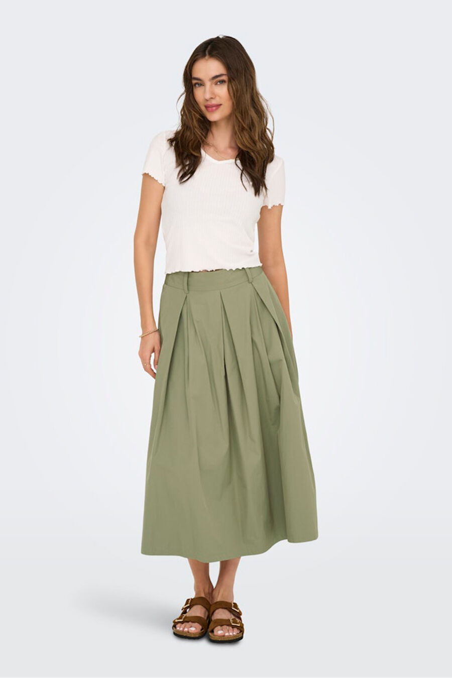 Falda midi de tablas