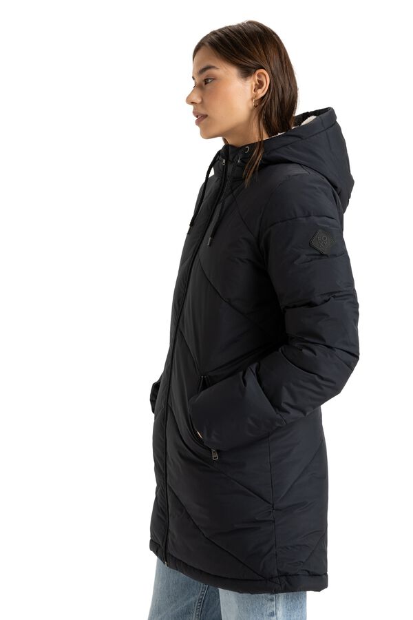 Roxy Long puffer jacket with hood black