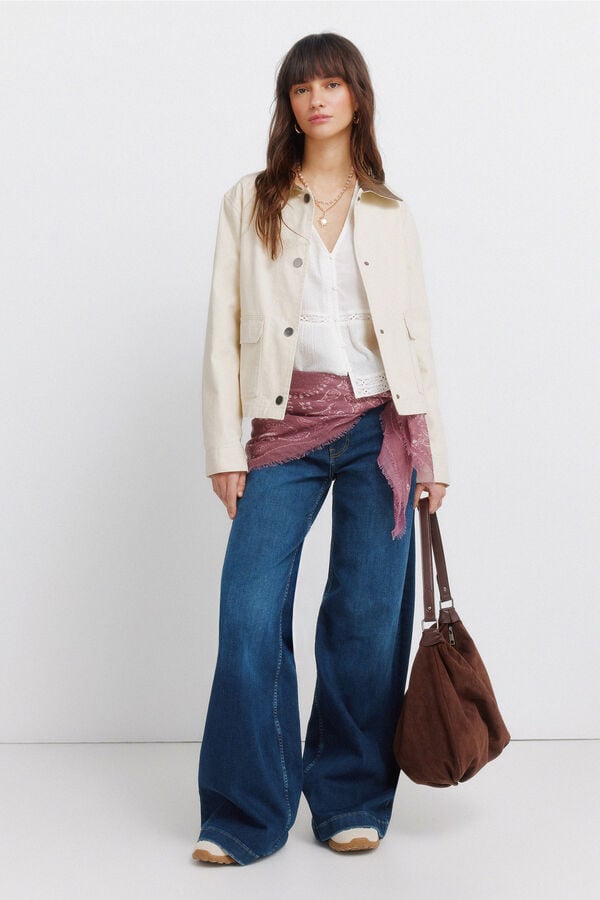 Springfield White romantic blouse brown