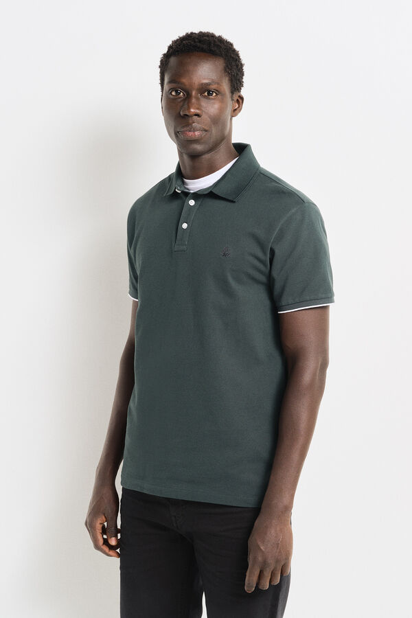 Springfield Slim fit contrast piqué polo shirt plava