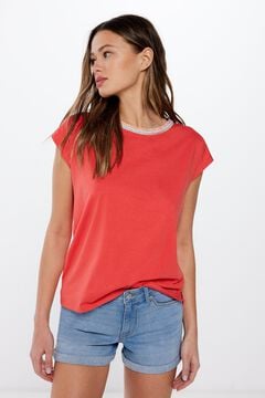Springfield T-Shirt Ausschnitt Flechtmuster mehrfarbig rojo