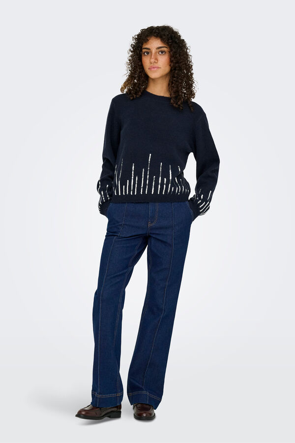 JDY Jersey cuello redondo azul