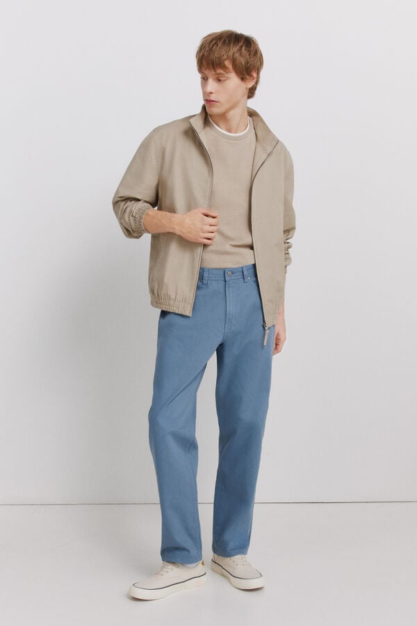 Springfield 5-pocket washed straight fit trousers blue